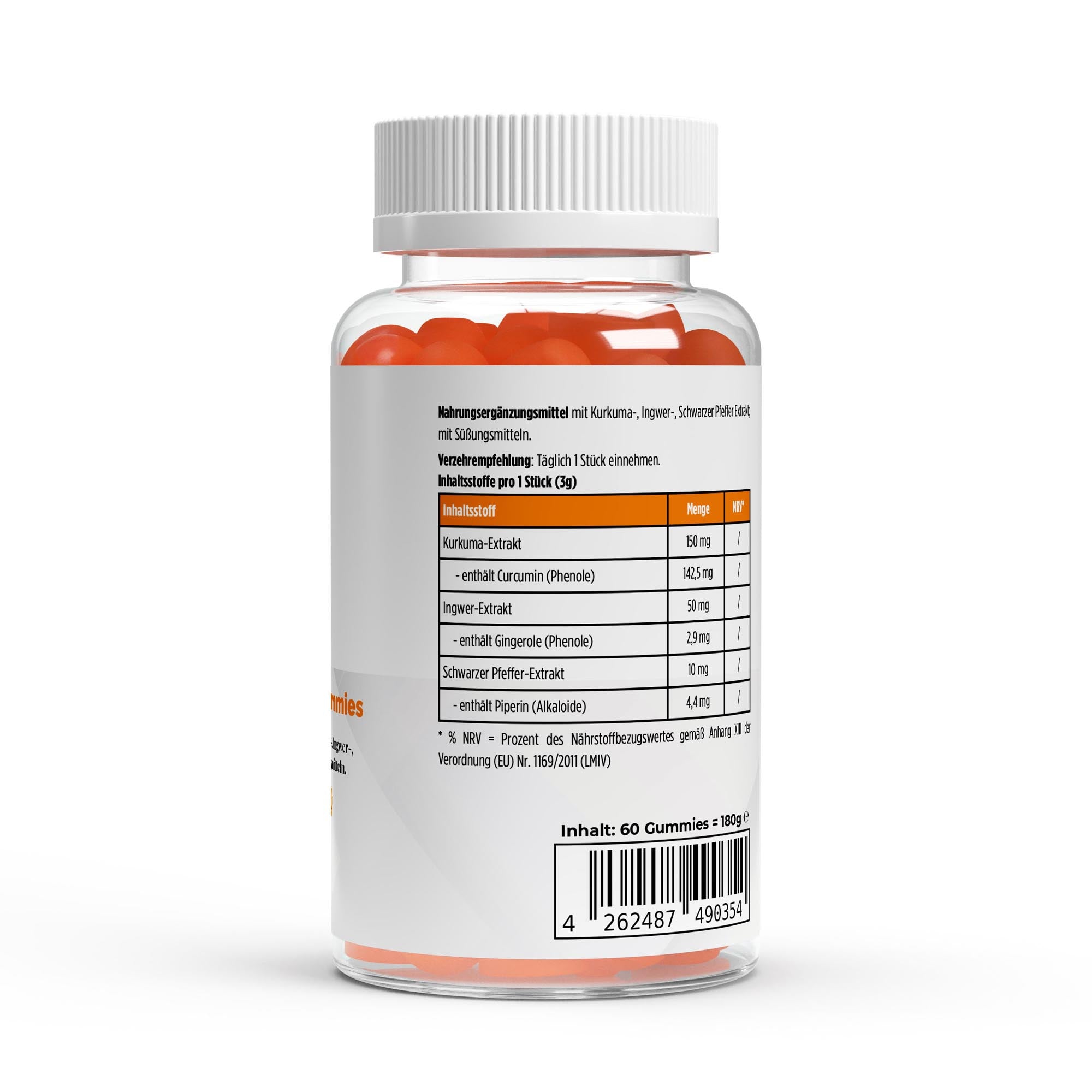 Kurkuma + Ingwer + Schwarzer Pfeffer Gummies - 60 Stk.